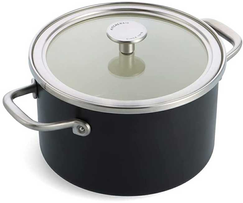 KitchenAid plieno šerdies puodas 20cm 3,7l su dangteliu, emaliuotas, indukcinis, dujinis