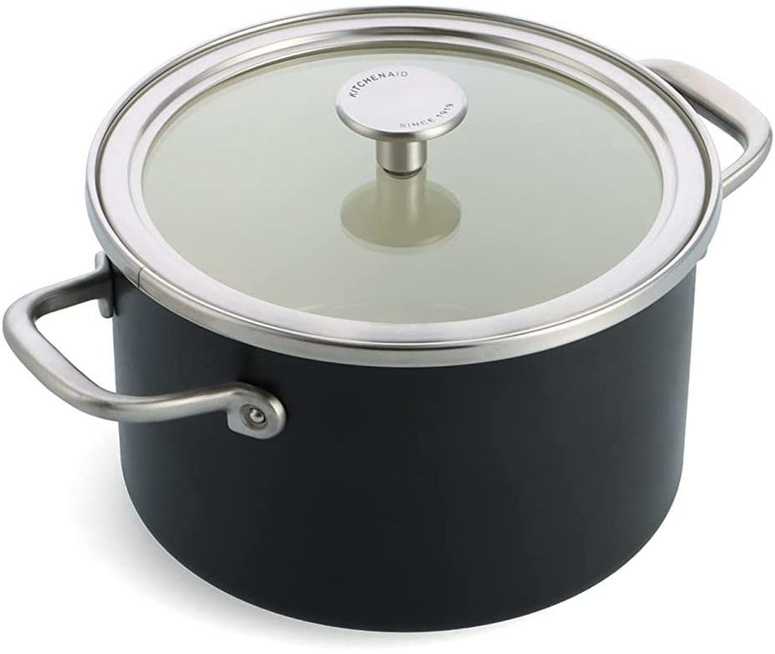 KitchenAid plieno šerdies puodas 20cm 3,7l su dangteliu, emaliuotas, indukcinis, dujinis