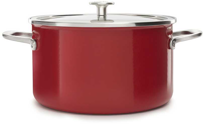 KitchenAid Emalio puodas su dangčiu plieno 24cm 6l emaliuotos indukcinės dujos