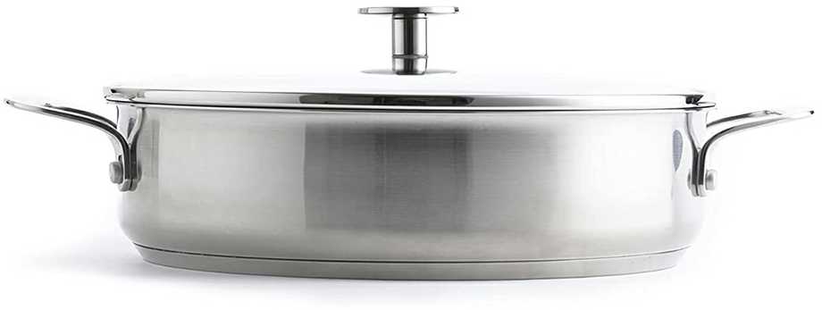 KitchenAid - Nerūdijančio plieno keptuvė su 2 šoninėmis rankenomis - sidabrinė - 28 cm