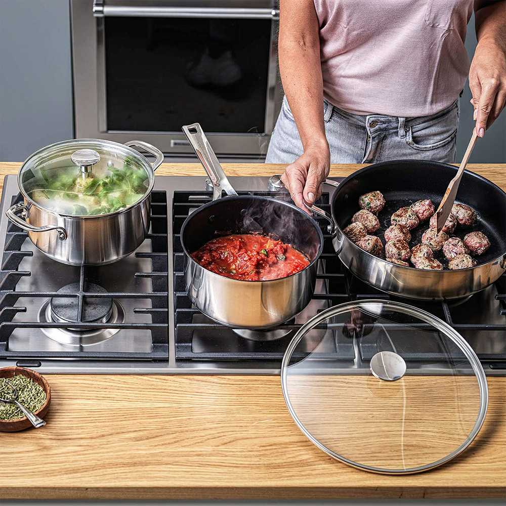 KitchenAid - Nerūdijančio plieno keptuvė su 2 šoninėmis rankenomis - sidabrinė - 28 cm