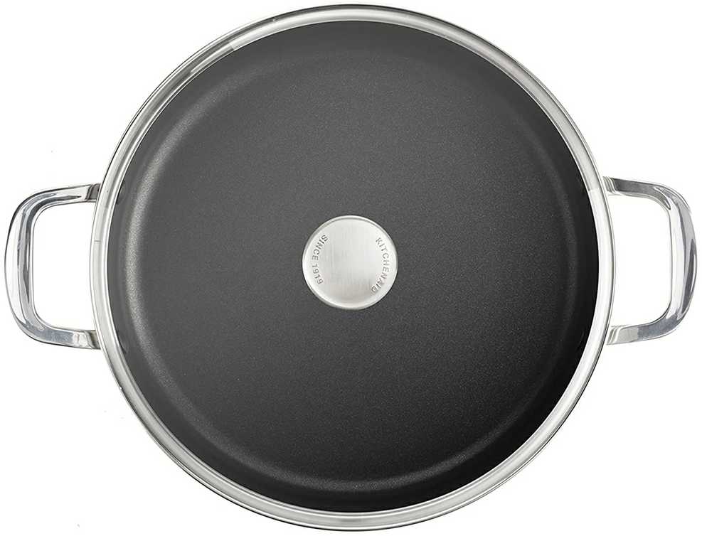 KitchenAid - Nerūdijančio plieno keptuvė su 2 šoninėmis rankenomis - sidabrinė - 28 cm