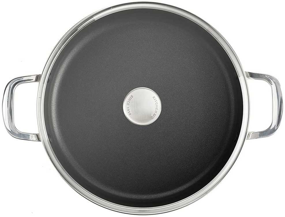 KitchenAid - Nerūdijančio plieno keptuvė su 2 šoninėmis rankenomis - sidabrinė - 28 cm