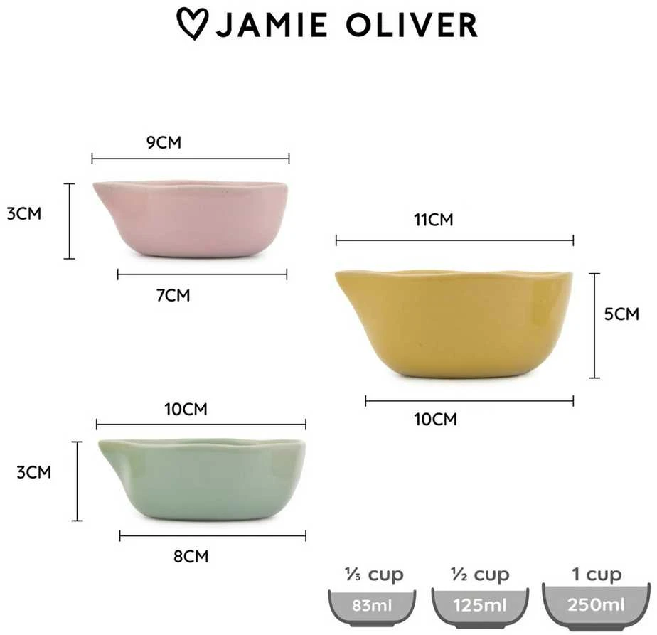 Jamie Oliver Big Love Pinch-Me Dip ir Snack Bowls 3 pakuotė