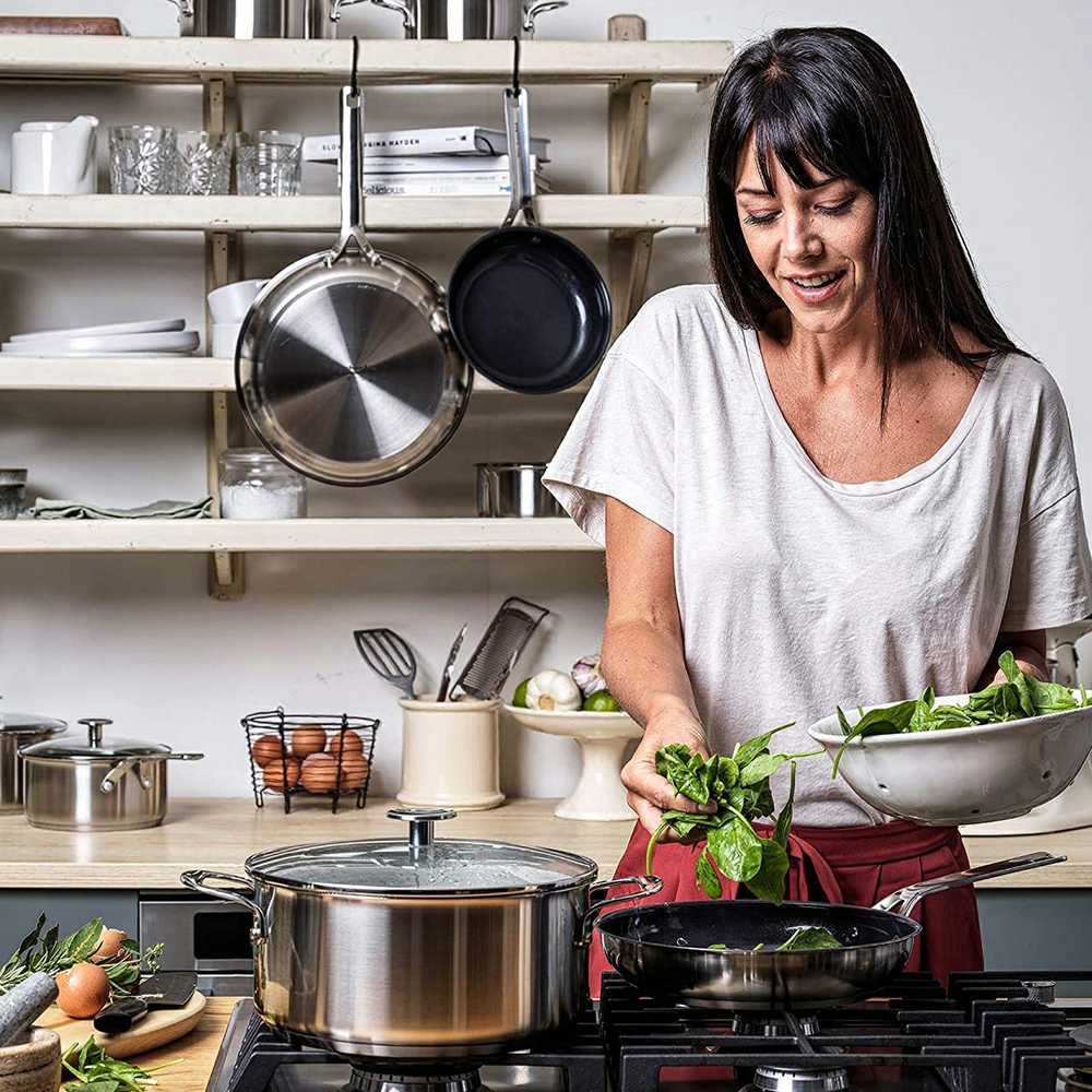 KitchenAid - Nerūdijančio plieno lakštinė keptuvė - sidabrinė - 28 cm