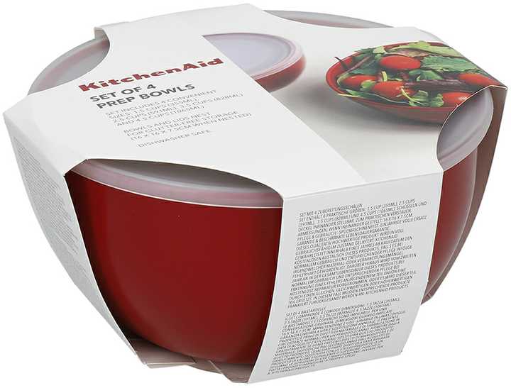 KitchenAid 4 dalių patiekalų ruošimo indų rinkinys su dangteliais, Empire Raudona