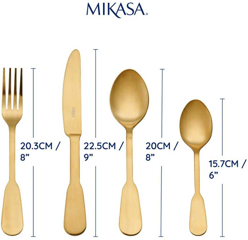 SOHO GOLD auksinių stalo įrankių rinkinys 16 vnt. / Mikasa