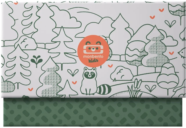 Monbento lunchbox i butelka vaikams Gram Žalias Raccoon