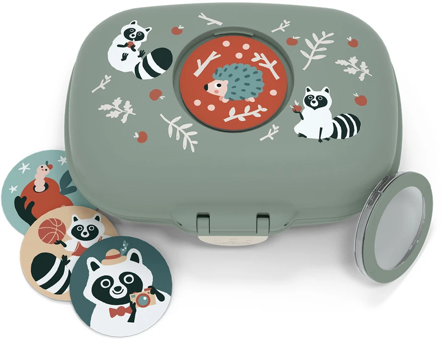 Monbento lunchbox i butelka vaikams Gram Žalias Raccoon