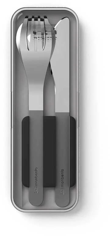 Monbento Rinkinys Travel Cutlery Slim Box juoda