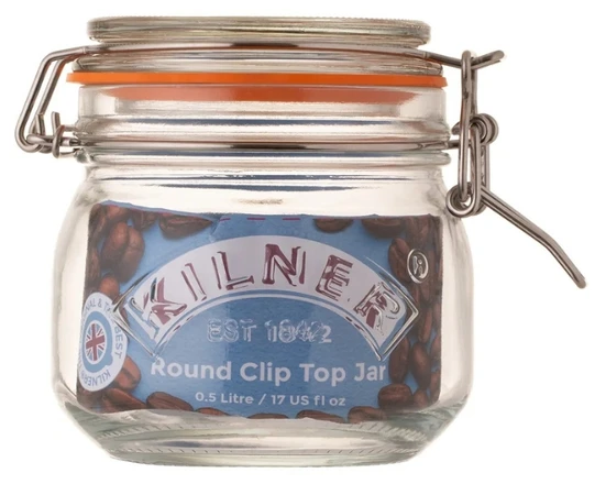 Kilner KIL-stiklainis 0,5 l. Apvalus stiklainis su užsegimu