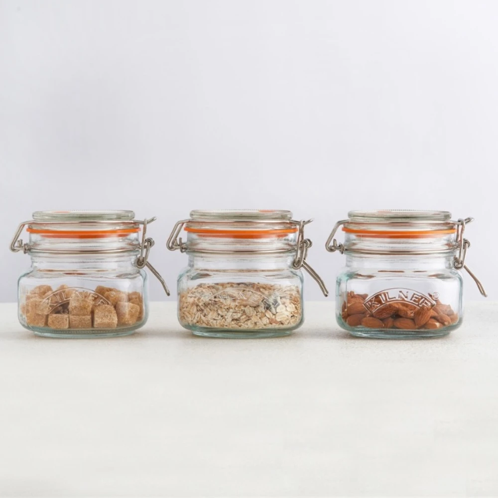 Kilner Rayware Group KIL stiklainis 0,5 l kvadratinis užsegamas dangtelis Stiklainis