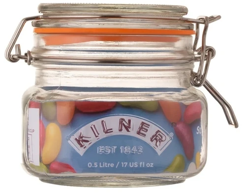 Kilner Rayware Group KIL stiklainis 0,5 l kvadratinis užsegamas dangtelis Stiklainis