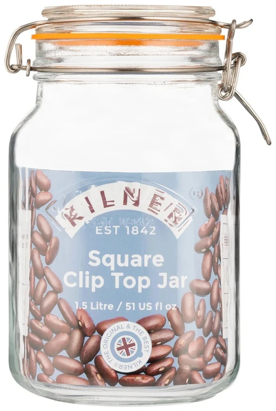 CLIP TOP kvadratinis stiklainis 1,5 l / Kilner