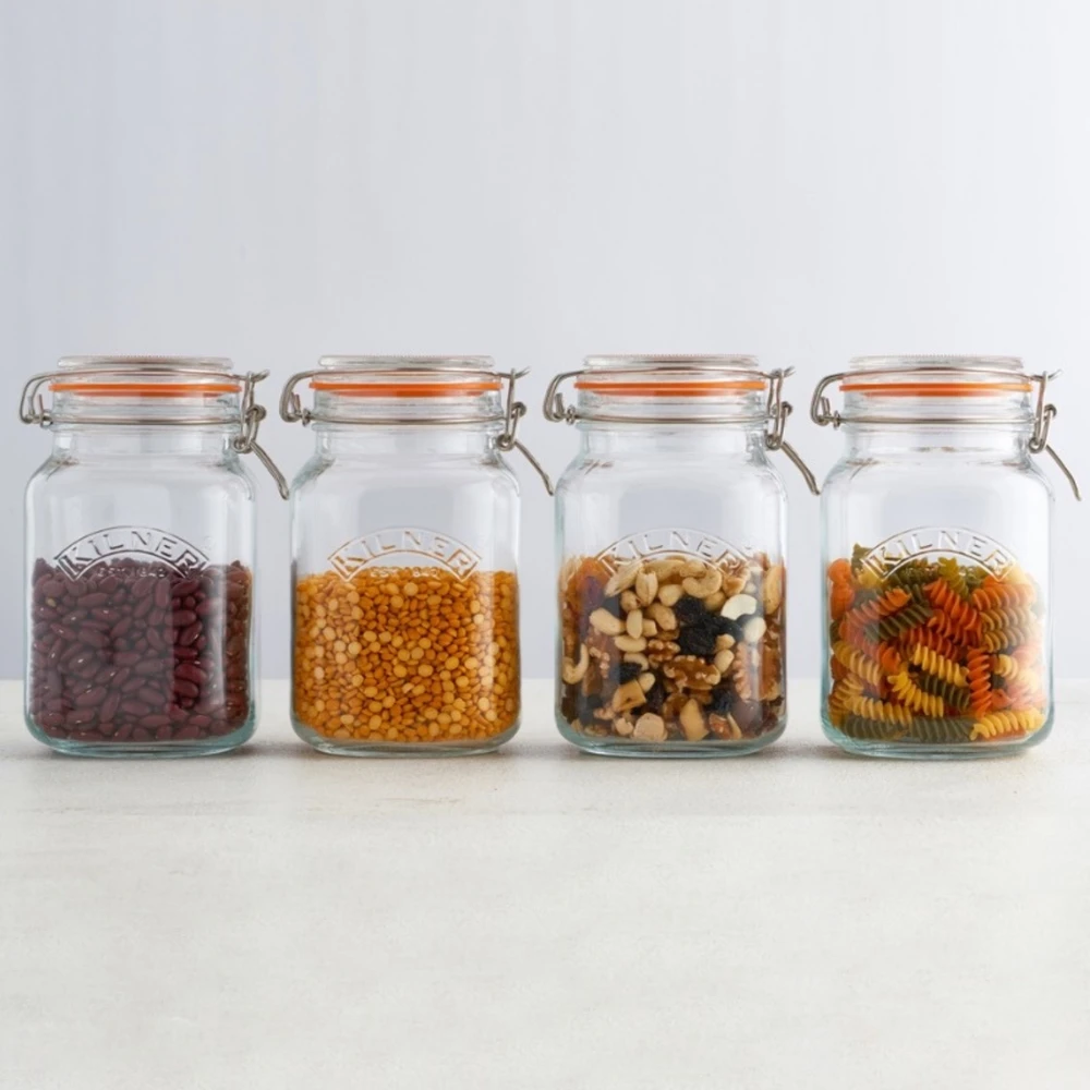 CLIP TOP kvadratinis stiklainis 1,5 l / Kilner