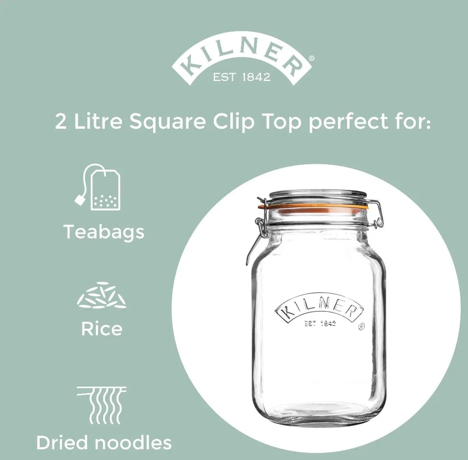 CLIP TOP 2L kvadratinis stiklainis / Kilner