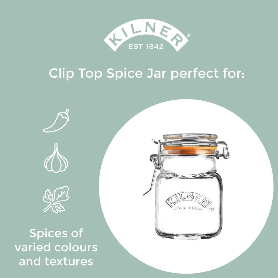 CLIP TOP 70 ml kvadratinis prieskonių indelis / Kilner