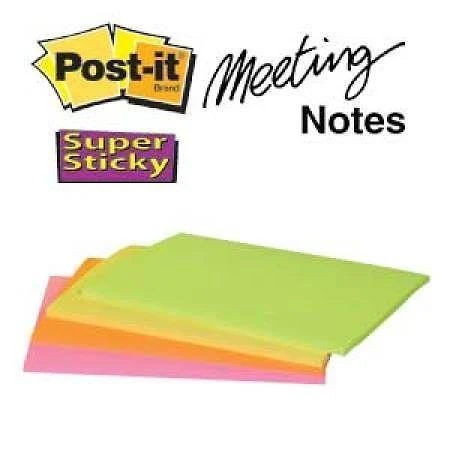 Lapeliai super lipnūs susitikimų užrašams Post-it® 200x149mm 4spalvos x45lapeliai