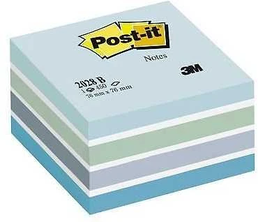 3M Lipnūs lapeliai Post-it Akvarelė kubas, 450 lapelių, 76 x 76 mm, mėlynos ir baltos spalvos derinys