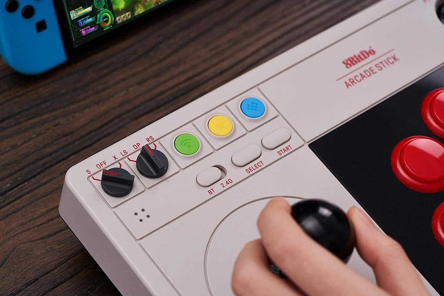 8BitDo Arcade Stick Switch ir PC (pilkas)