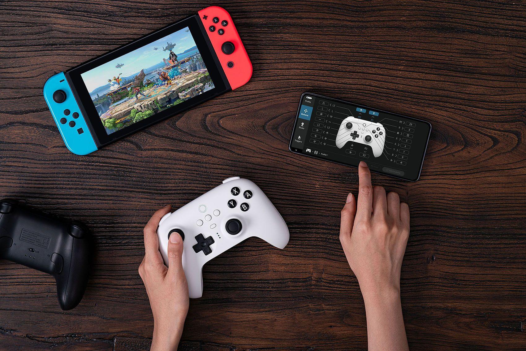 8Bitdo Ultimate Bluetooth Žaidimo pultas su įkrovimo doku, skirtas Switch ir Windows - baltas