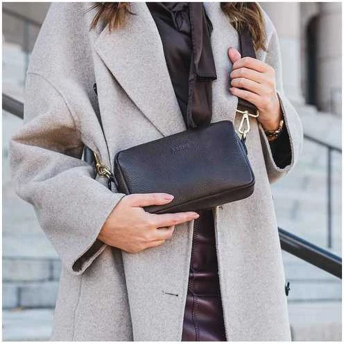 Aarni Crossbody Bag -olkalaukku, musta, kultainen vetoketju