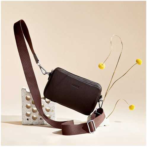 Aarni Crossbody Bag -olkalaukku, tummanruskea, hopea vetoketju