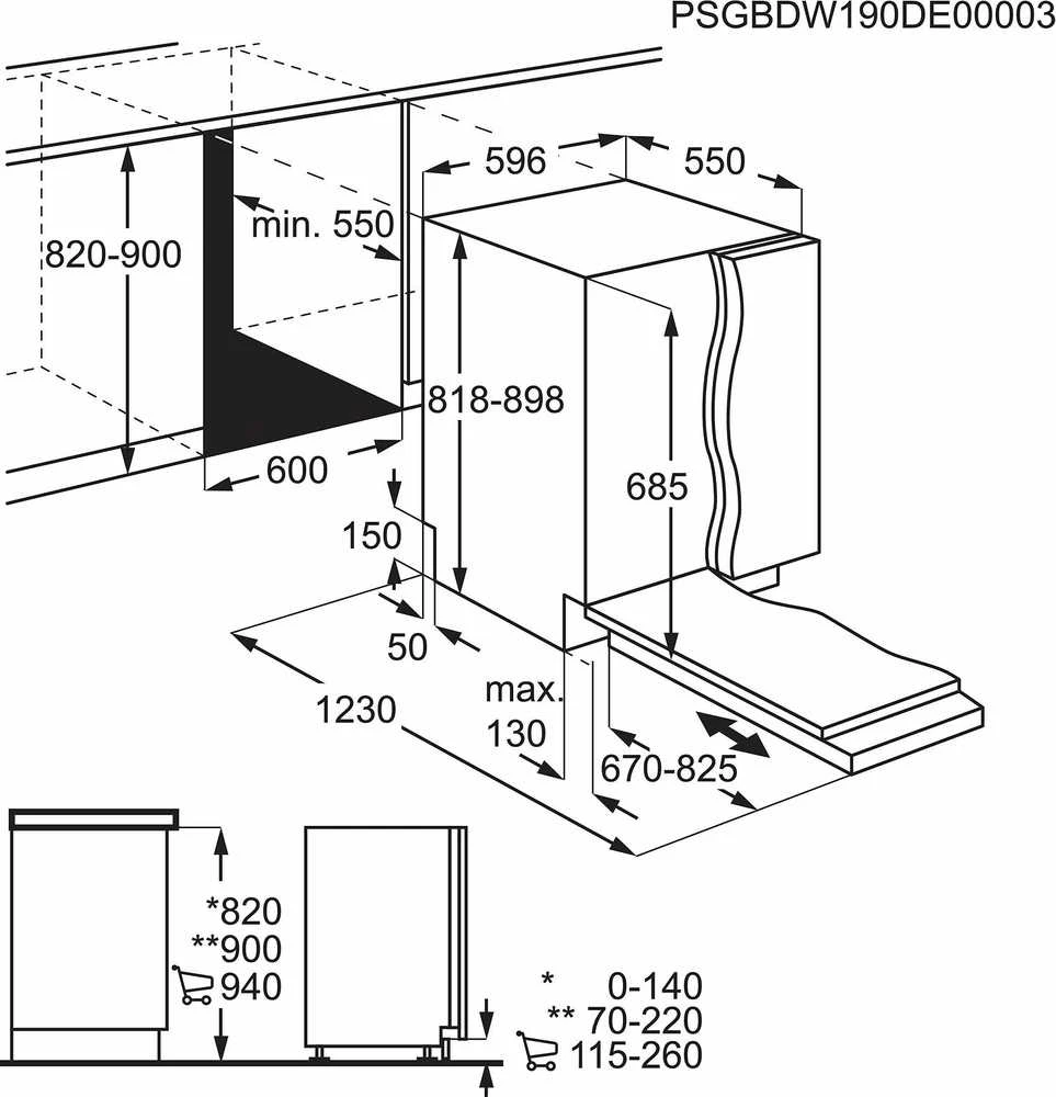 Indaplovė AEG FSE63607P 8000-sarjan astianpesukone, integroitava