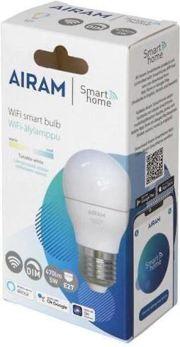 Airam SmartHome dekoratyvinė lempa, E27, opalas, 470 lm, derinama balta, WiFi