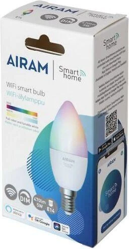Airam SmartHome žvakių lempa, E14, opalas, 470 lm, RGBW, WiFi