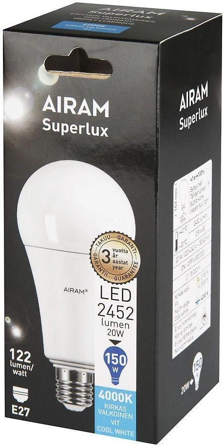 Airam Superlux 20 W standartinė kupolinė lempa, E27, 4000K, 2452 lm