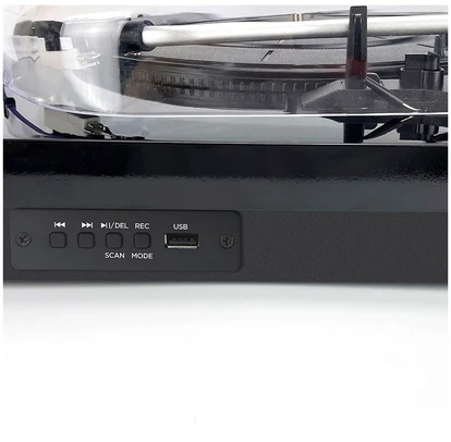 Aiwa LPS-25BK vinyylisoitin sisäänrakennetuilla kaiuttimilla, musta