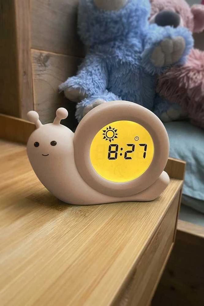 Alecto Baby Simon Snail -unirytmiä opettava herätyskello, taupe