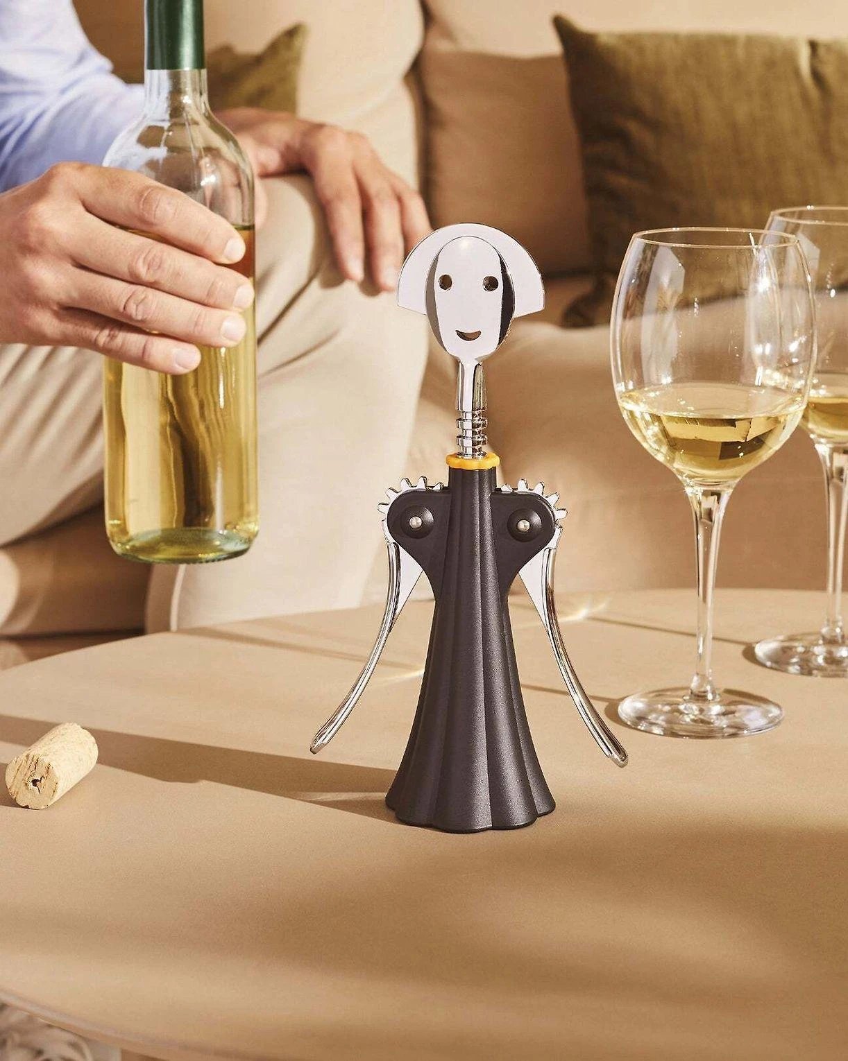 Alessi Korkociąg do butelių juoda su chromowaną rączką Pani (AAM01 B)