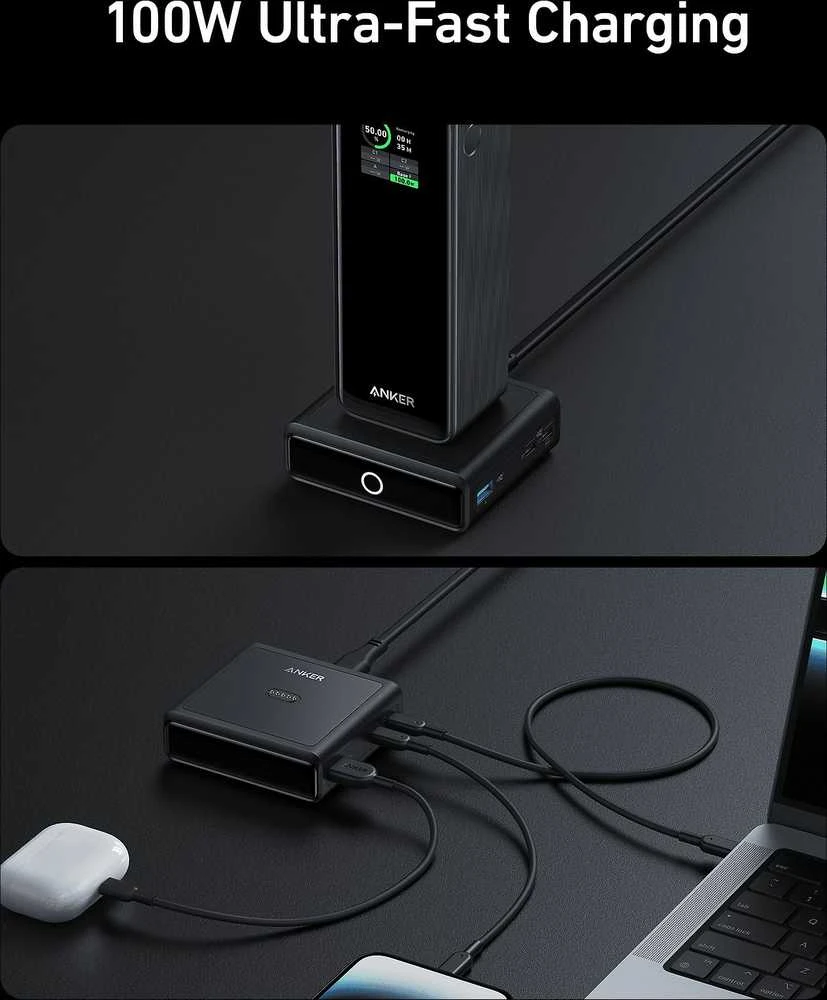 Stalinis Įkroviklis - Anker Prime 100W, Juodas