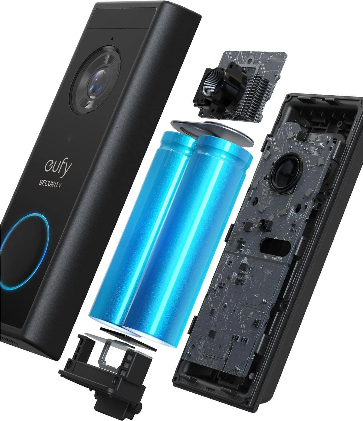 Anker Eufy Juodas Video Doorbell 2K, maitinamas baterijomis, tik priedas