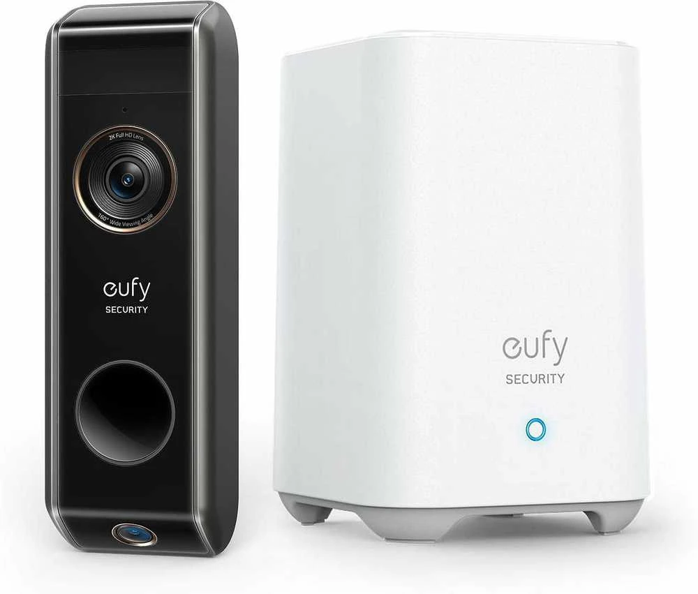 Anker Eufy Video Doorbell 2K su HomeBase, maitinama baterija