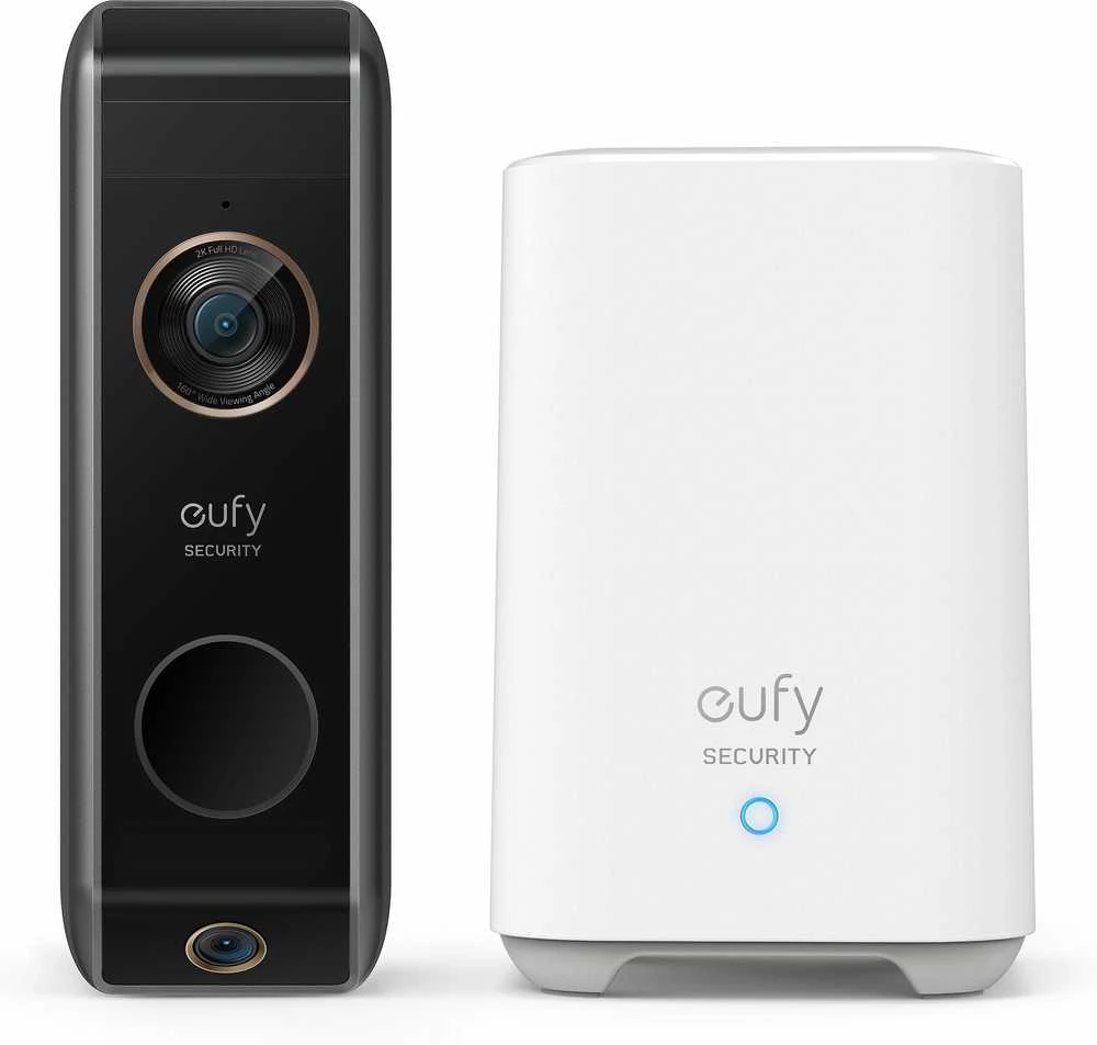 Anker Eufy Video Doorbell 2K su HomeBase, maitinama baterija
