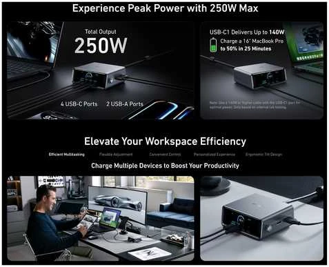 „Anker Prime“ įkroviklis (250 W, 6 prievadai, „GaNPrime“) | A2345341
