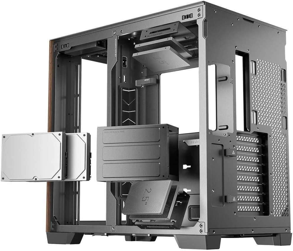 „Antec C8 Midi-Tower“, grūdintas stiklas ir mediena