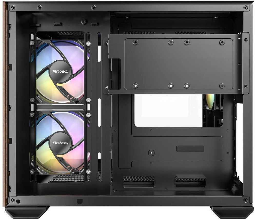 Antec CX600M Wood PC kompiuterio korpusas, Mini-Tower, Micro-ATX, Tempered Glass – juodos spalvos, Holz