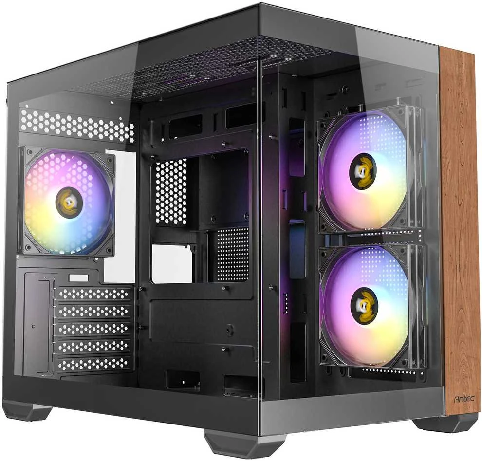 Antec CX600M Wood PC kompiuterio korpusas, Mini-Tower, Micro-ATX, Tempered Glass – juodos spalvos, Holz