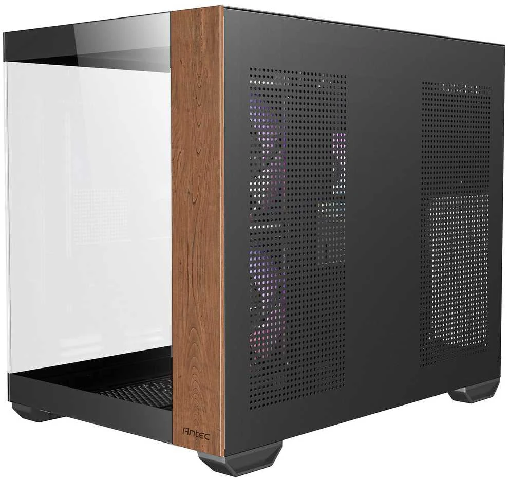 Antec CX600M Wood PC kompiuterio korpusas, Mini-Tower, Micro-ATX, Tempered Glass – juodos spalvos, Holz