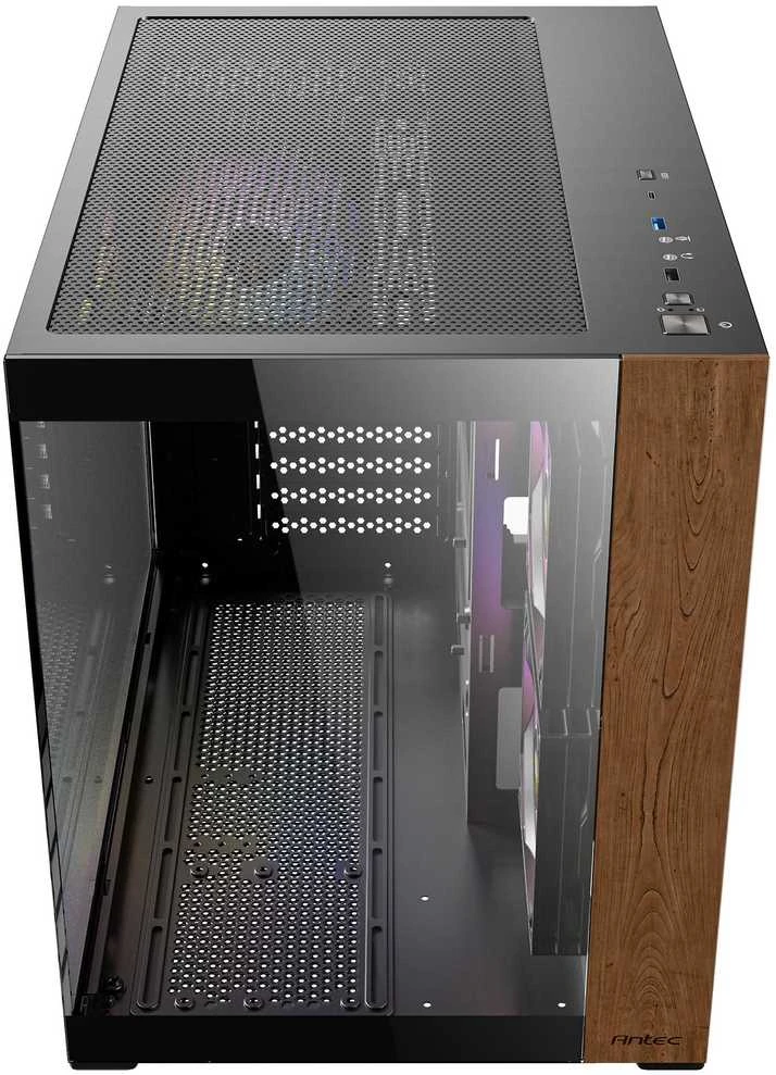 Antec CX600M Wood PC kompiuterio korpusas, Mini-Tower, Micro-ATX, Tempered Glass – juodos spalvos, Holz