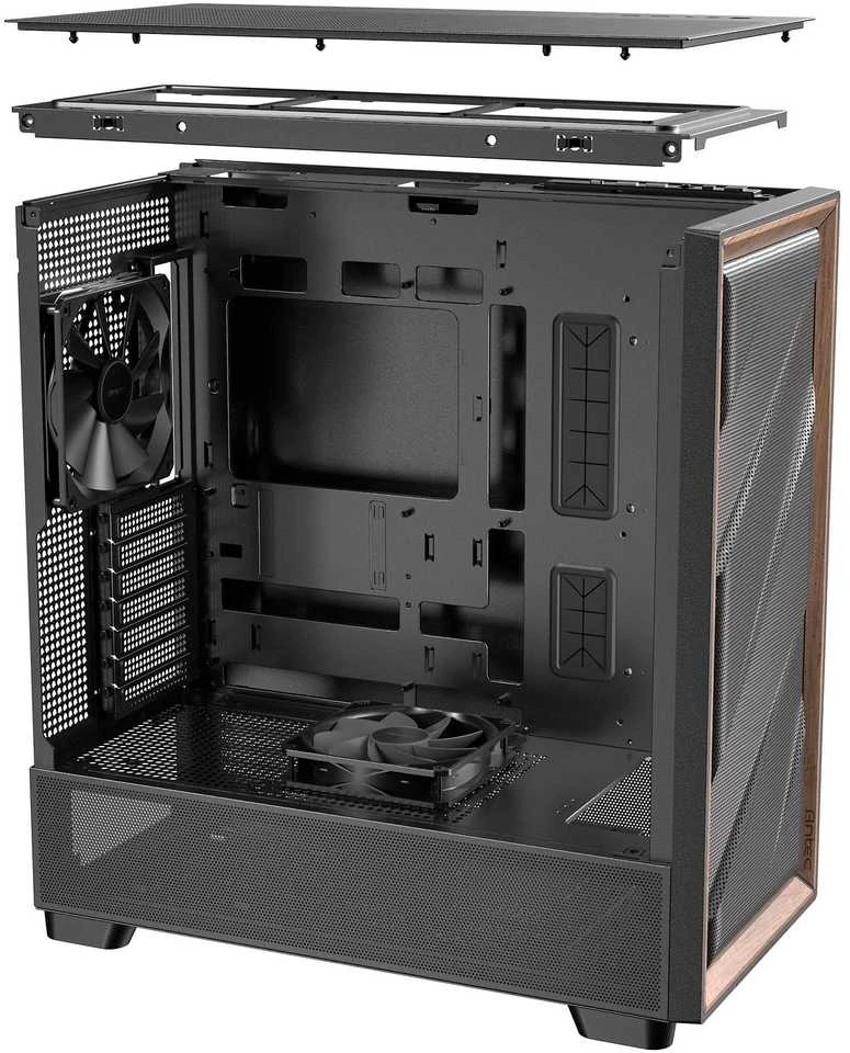 „Antec Flux“ kompiuterio korpusas, vidutinio dydžio bokštas, E-ATX, grūdintas stiklas – Juodas