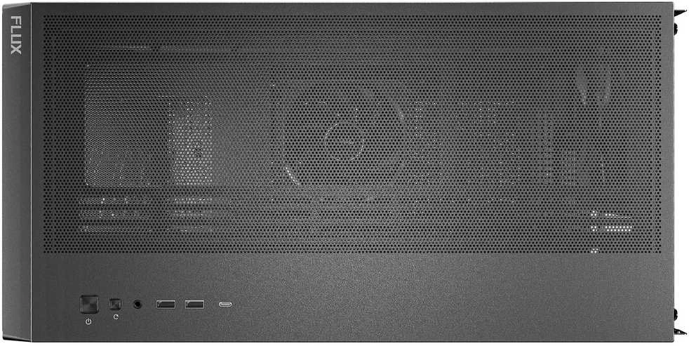 „Antec Flux“ kompiuterio korpusas, vidutinio dydžio bokštas, E-ATX, grūdintas stiklas – Juodas