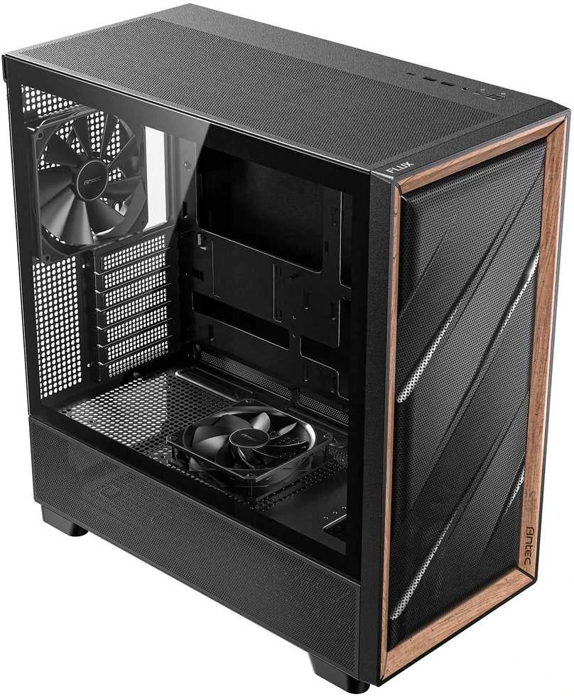 „Antec Flux“ kompiuterio korpusas, vidutinio dydžio bokštas, E-ATX, grūdintas stiklas – Juodas