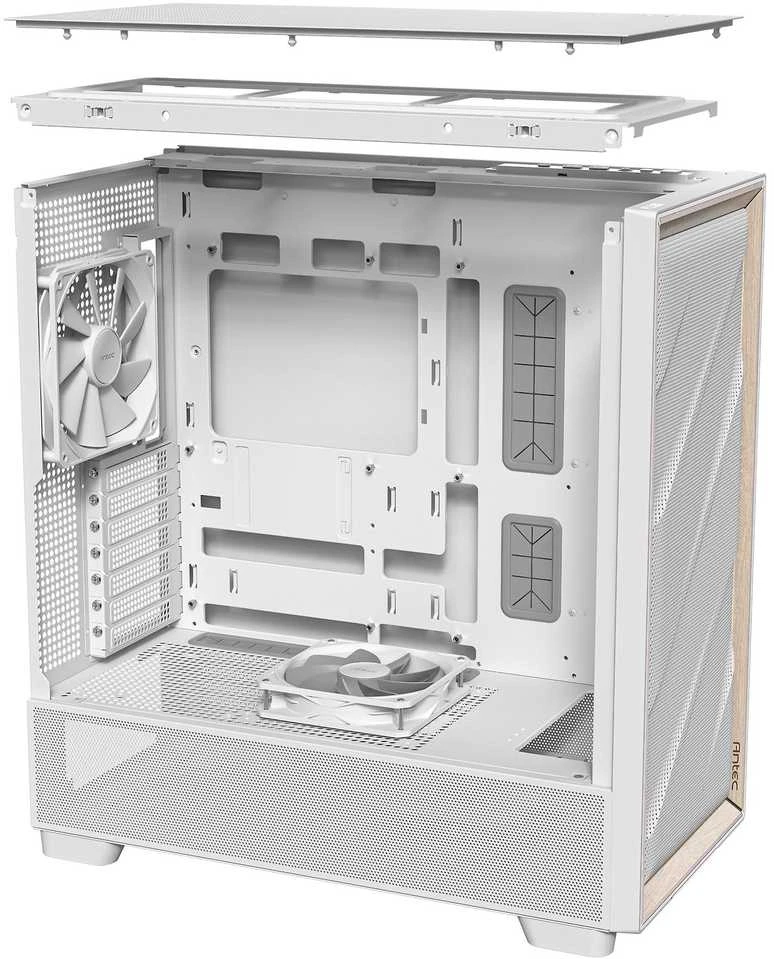 Antec Flux kompiuterio korpusas, Mid Tower, E-ATX, Tempered Glass – baltos spalvos