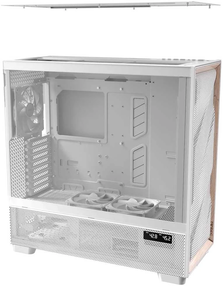 Antec Flux Pro kompiuterio korpusas, full tower, E-ATX, tempered glass – baltos spalvos