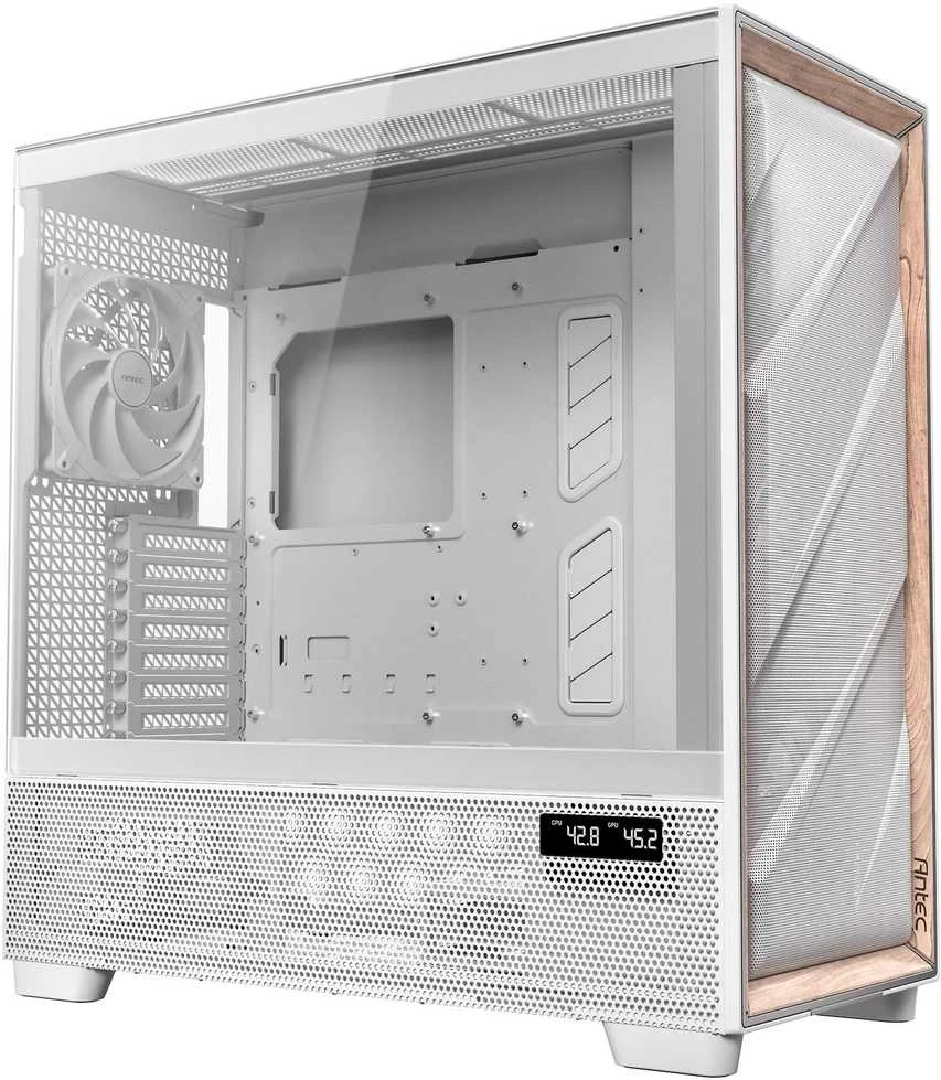 Antec Flux Pro kompiuterio korpusas, full tower, E-ATX, tempered glass – baltos spalvos